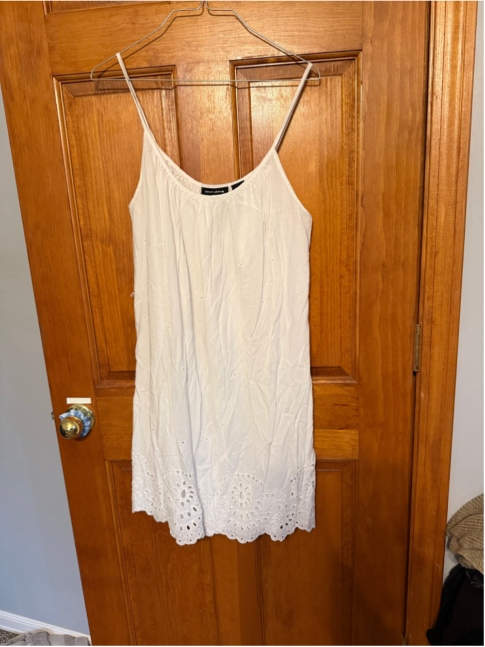 Women's DKNY Jeans White Eyelet Mini Dress Size S